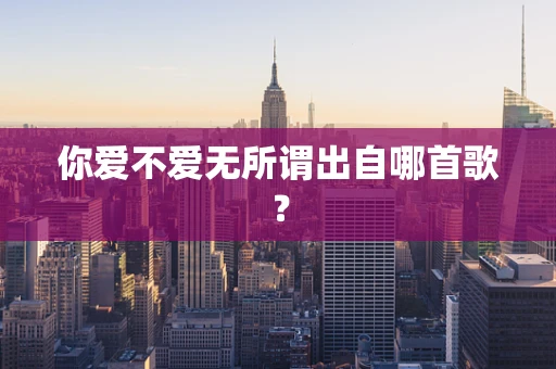 你爱不爱无所谓出自哪首歌？