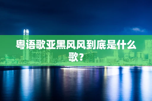 粤语歌亚黑风风到底是什么歌？