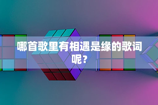 哪首歌里有相遇是缘的歌词呢？