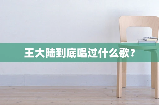 王大陆到底唱过什么歌？